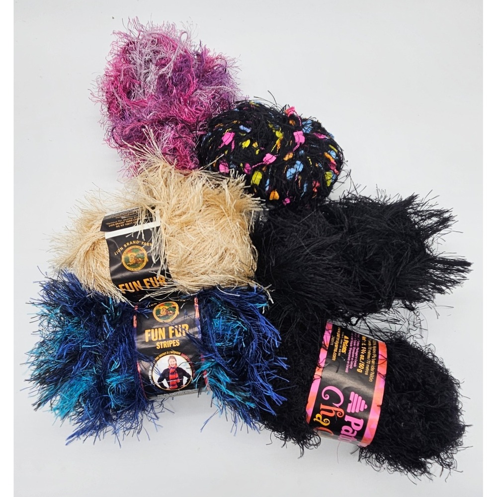 Lion Brand Fun Fur Patons Cha Cha Eyelash Novelty Yarn Lot Mixed Colors
